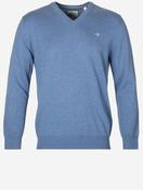 Classic Cotton V-Neck Knit Denim Blue Melange image