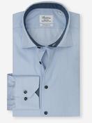 Fitted Striped XL Sleeves Twill Shirt Blue