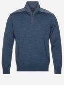 Virgin Wool Half Zip Sweater Blue