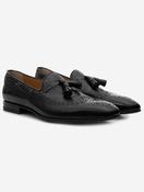 Slip On Brogue Tassel Loafer Black