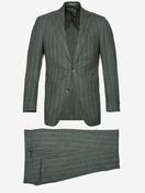 Peaked Lapel Chalk Stripe Suit Green