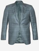 Wool Silk And Linen Check Jacket Green