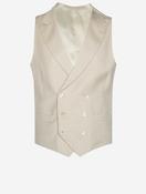 Double Breasted Herringbone Waistcoat Beige