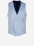Double Breasted Herringbone Waistcoat Blue