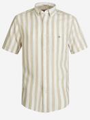 Regular Cotton Linen Stripe Short Sleeve Shirt Beige image