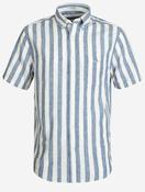 Regular Cotton Linen Stripe Short Sleeve Shirt Blue image