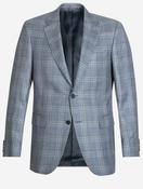 Wool Silk and Linen Check Jacket Blue image