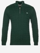Cable Knit Half-Zip Sweater Green