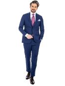 Plain Blue Inlay Print Slim Fit Two Piece Suit Blue image