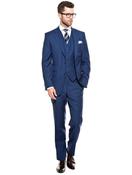Blue Self Check Wool Classic Fit Suit Blue image