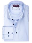 Super Slim Plain Contrast Button Shirt Blue