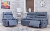 Cadiz Leather 3 Seater Power Reclining - Smoke Blue image