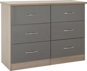 Nevada 6 Drawer Chest - Grey Gloss / Light Oak image