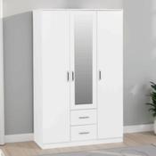 Dakota 3 Door 2 Drawer Mirrored Wardrobe 1.1M - White image