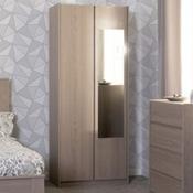 PARIS 2 DOOR MIRRORED WARDROBE 0.8m - SMOKED ASH EFFECT image