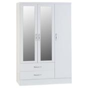 Nevada 3 Door 2 Drawer Mirrored Wardrobe - 1.16m White Gloss image