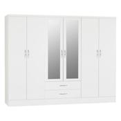 Nevada 6 Door 2 Drawer Mirrored Wardrobe 2.3m - White Gloss image