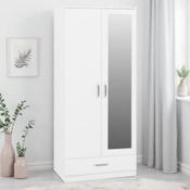 Dakota 2 Door 1 Drawer Mirrored Wardrobe 0.75m - White  image