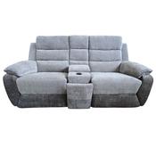 Durban Fabric 2 Seater MANUAL Recliner Sofa with Console - Light Grey / Dove