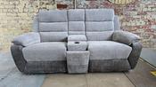 Durban Fabric 2 Seater MANUAL Recliner Sofa with Console - Light Grey / Dove image