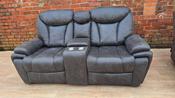 Marine Fabric 2 seater Recliner with Console - Dark Grey [DUP] image