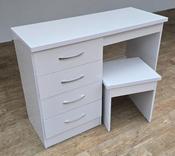 Nevada 4 Drawer Dressing Table &amp; Stool - White Gloss (FLOOR MODEL - Sold as seen) image