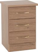 Nevada 3 Drawer Bedside - Rustic Oak
