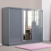 Nevada 3 Door Sliding Wardrobe 2.43m - Grey Gloss Sliderobes image
