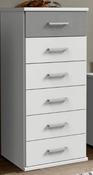 Click 6 Drawers Narrow Chest - White / Concrete Light Grey image