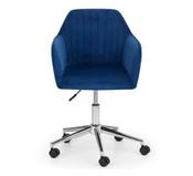 Kahlo Velvet Swivel Office Chair - Blue &amp; Chrome image