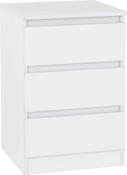 Malvern 3 Drawer Bedside - White image