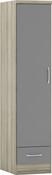 Nevada 1 Door 1 Drawer Wardrobe 0.4m - Grey Gloss/Light Oak image