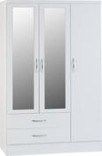 Nevada 3 Door 2 Drawer Mirrored Wardrobe - 1.16m White Gloss image