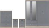 Nevada 4 Door Mirrored Wardrobe BEDROOM SET 1.54m - GREY Gloss image