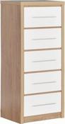 Seville 5 Drawer Narrow Chest - White High Gloss image