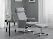 Aria Recliner &amp; Stool - Grey Linen image