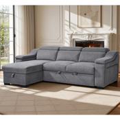 Brielle Fabric Sofa Bed with USB &amp; Storage - Ash Grey image