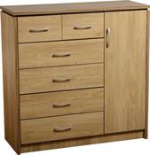 Charles 1 Door 6 Drawer Chest - Oak image
