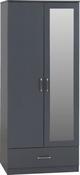 Dakota 2 Door 1 Drawer Mirrored Wardrobe 0.75m - Dark Grey image