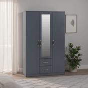 Dakota 3 Door 2 Drawer Mirrored Wardrobe 1.1M - Dark Grey