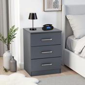 Dakota 3 Drawer Bedside - Dark Grey