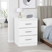 Dakota 3 Drawer Bedside - White