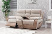 Durban Fabric 2 Seater MANUAL Recliner with Console - Bone/bisque image