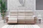 Durban Fabric 3 Seater MANUAL Recliner Sofa - Bone/Bisque image