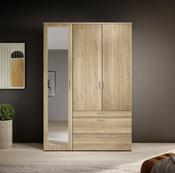 Vesala Mirrored 3 Door 3 Drawer Wardrobe 1.35m - Mauvella Oak  image