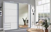 Emden Mirrored Sliding Wardrobe 225cm- White/Concrete Sliderobes image