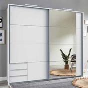 Emden Mirrored Sliding Wardrobe 225cm- White/Concrete Sliderobes image