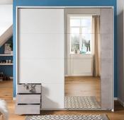 Emden Mirrored Sliding Wardrobe 1.35m - White/Concrete Sliderobes