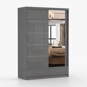 Floria Mirrored Sliding 1.5m Wardrobe – Grey image