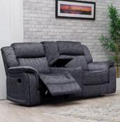Gresham Fabric Recliner 2 Seater Console - Dark Grey image
